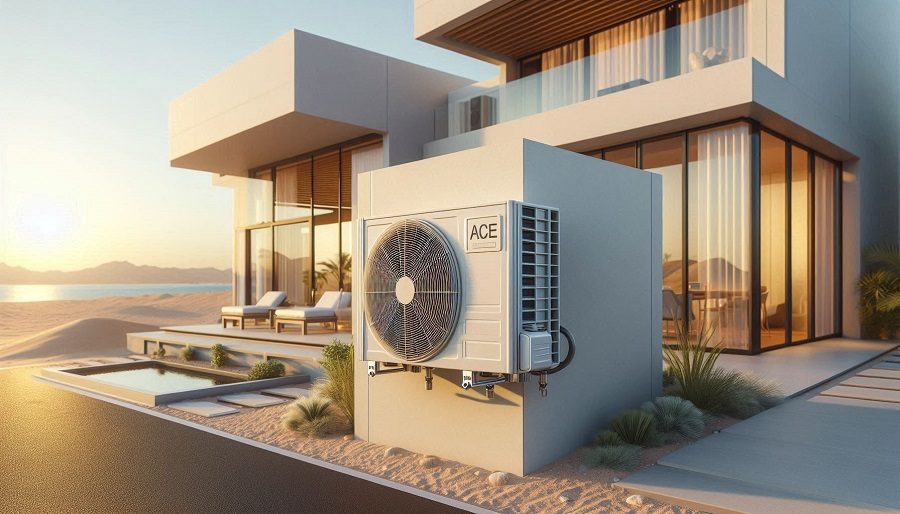 AC Unit on the Exterior Wall of a Dubai Villa