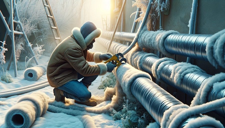 Wrapping Insulation Around Outdoor Pipes for Winter