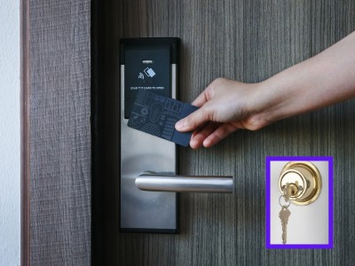 Traditional lock and smart digital door lock comparison for villa security in Dubai